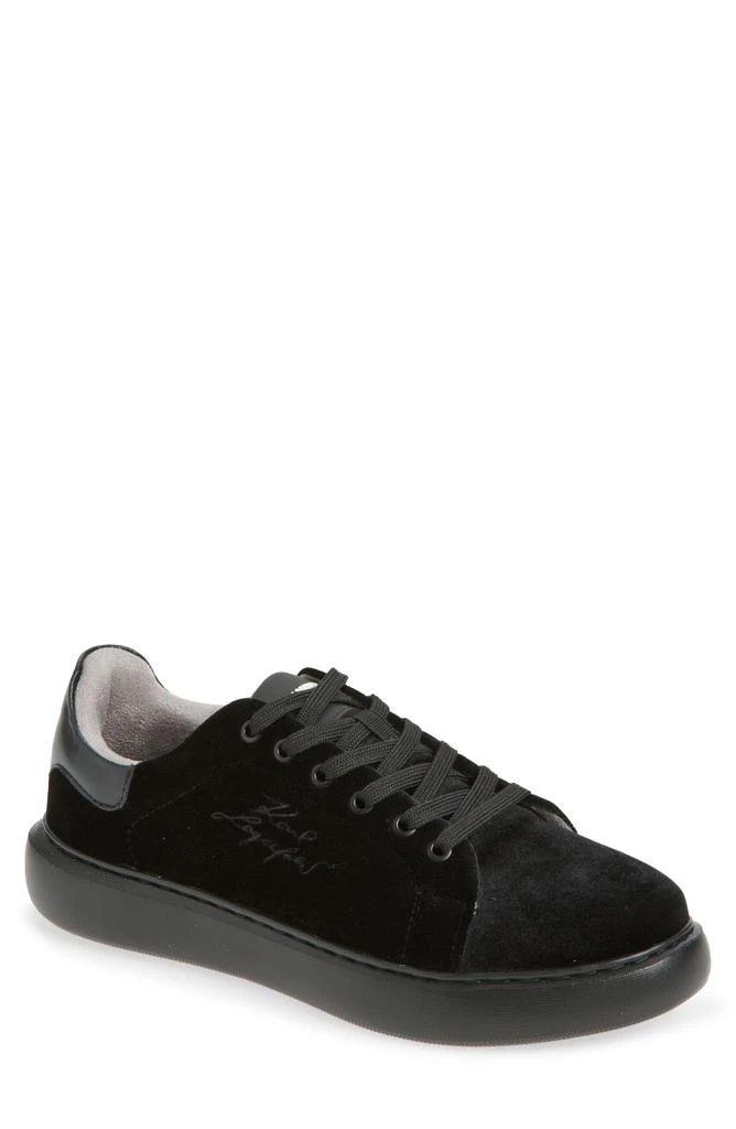 Karl Lagerfeld Paris Embroidered Logo Velvet Sneaker