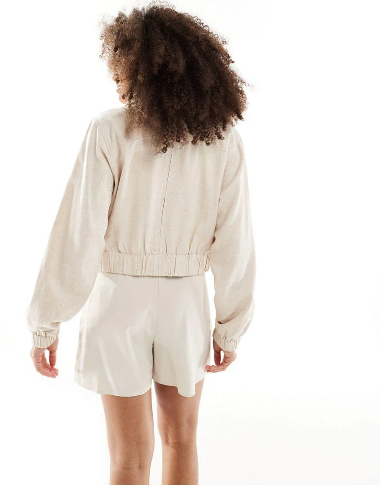 HOLLISTER Hollister linen blend bomber jacket in beige 3