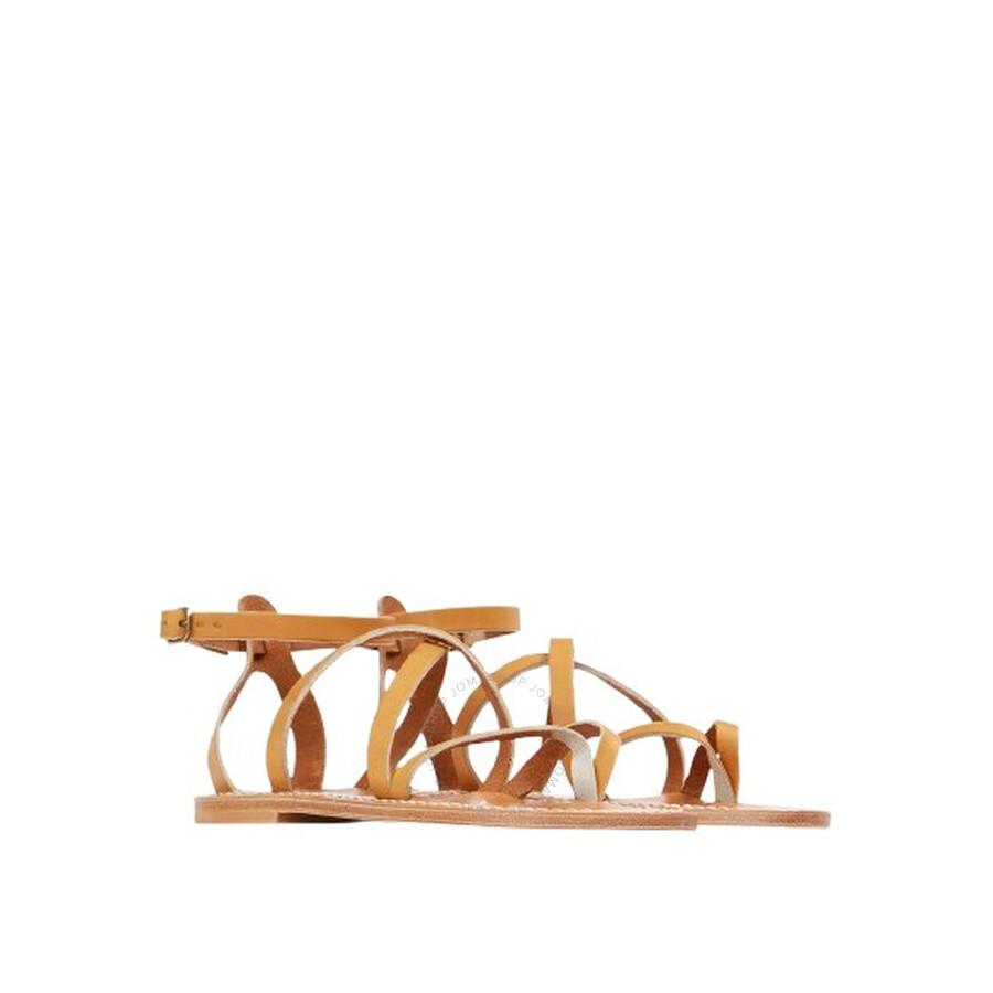 K. Jacques Ladies Brown Epicure Flat Leather Sandals