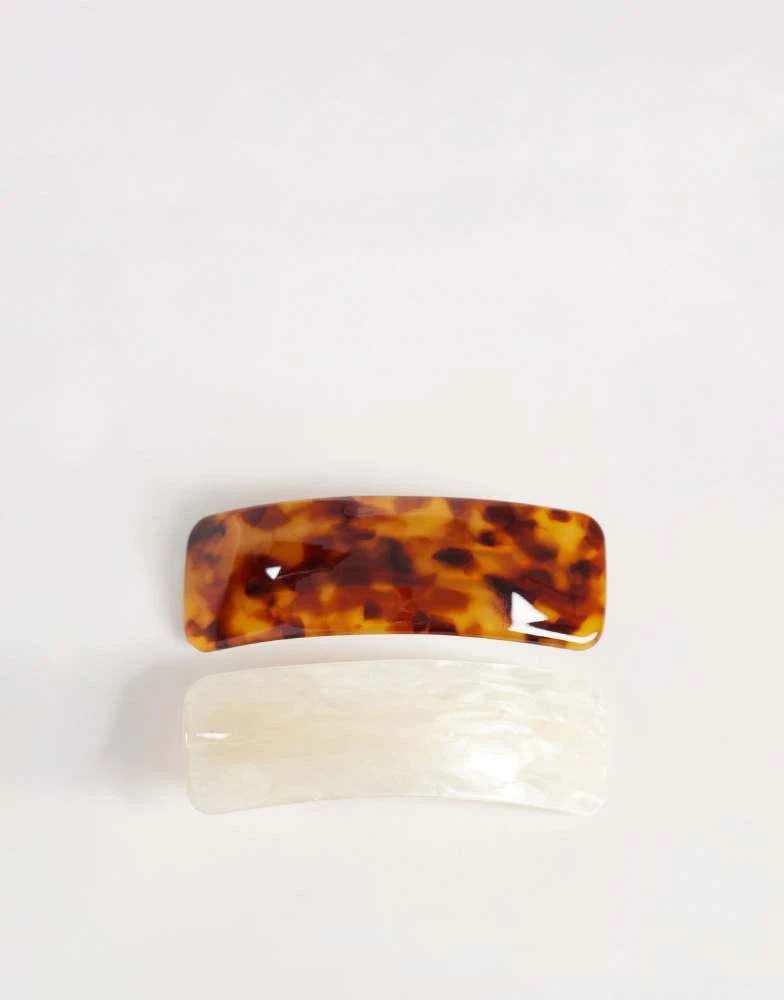 Mango Mango set of 2 hair clips in brown tortoise shell and pearl