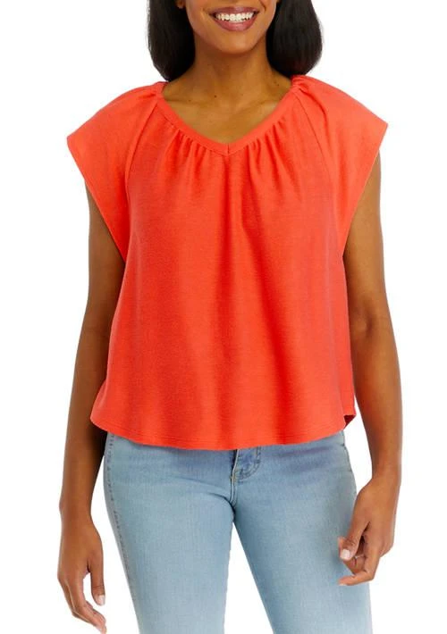 Crown & Ivy™ Ivy Womens Flutter Sleeve Nikki Knit Top 1