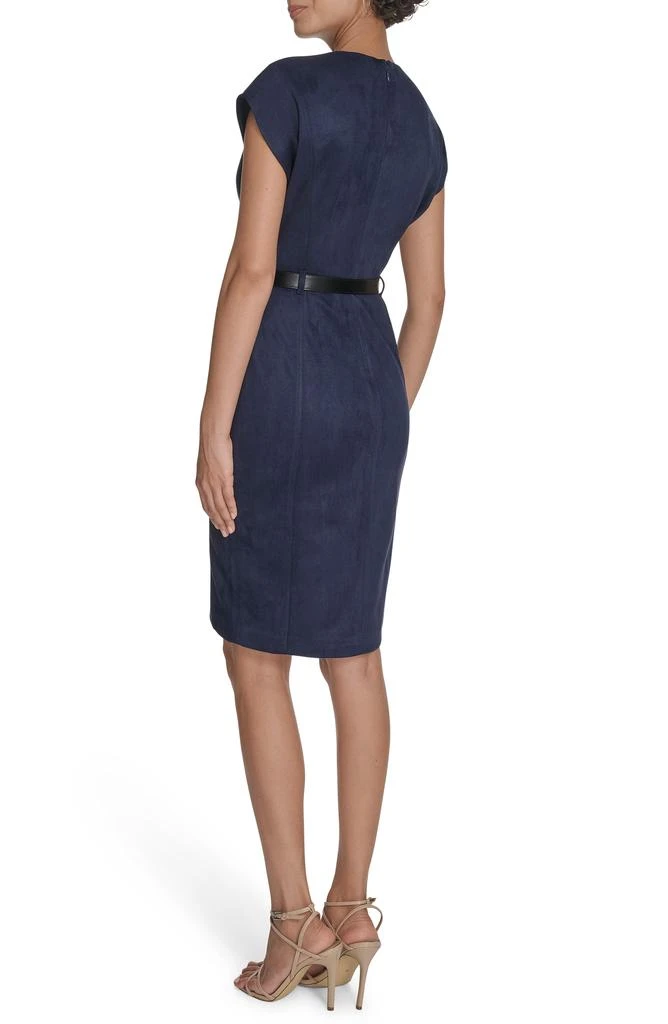 navy blue dress for baby girl Calvin Klein Faux Suede Midi A-Line Dress main image 0