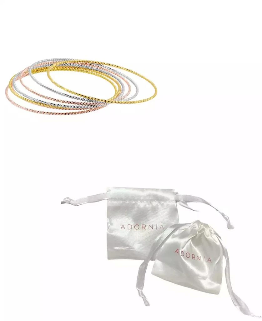 ADORNIA 14K Gold-Plated Tri-Color Skinny 7-Piece Bangle Set 3