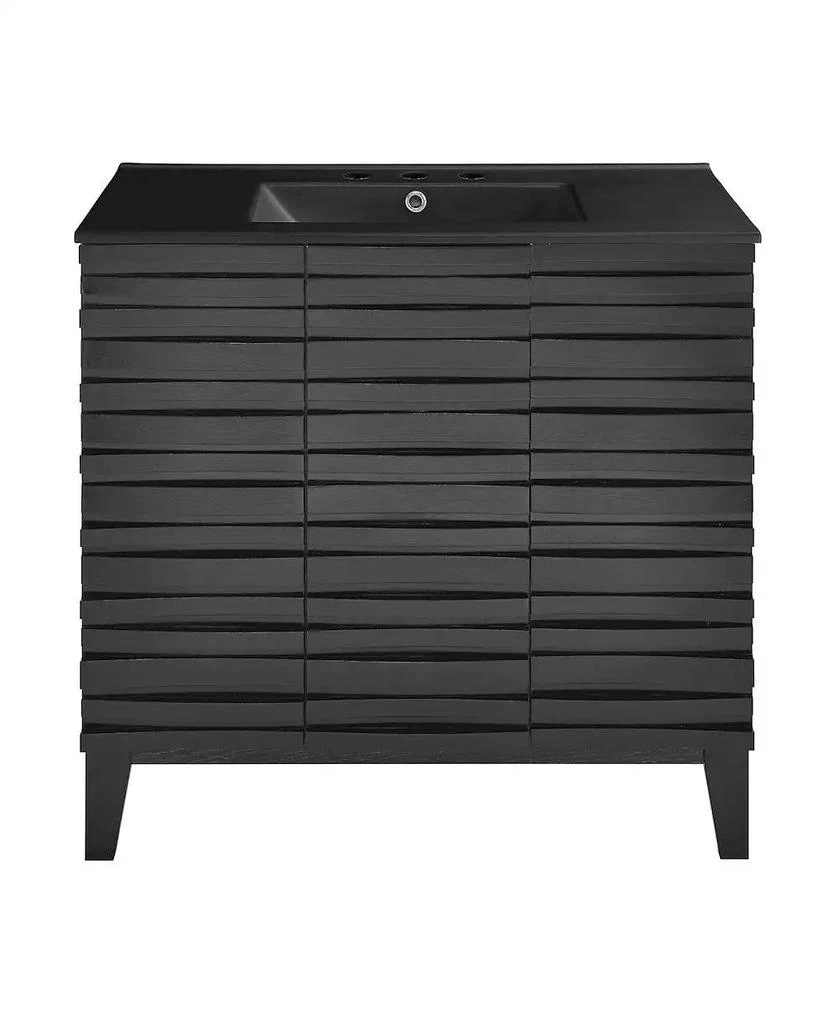 Swiss Madison Cascade 36 in. Black Oak Bathroom Vanity With Black, 3-Hole Ceramic Sink Top