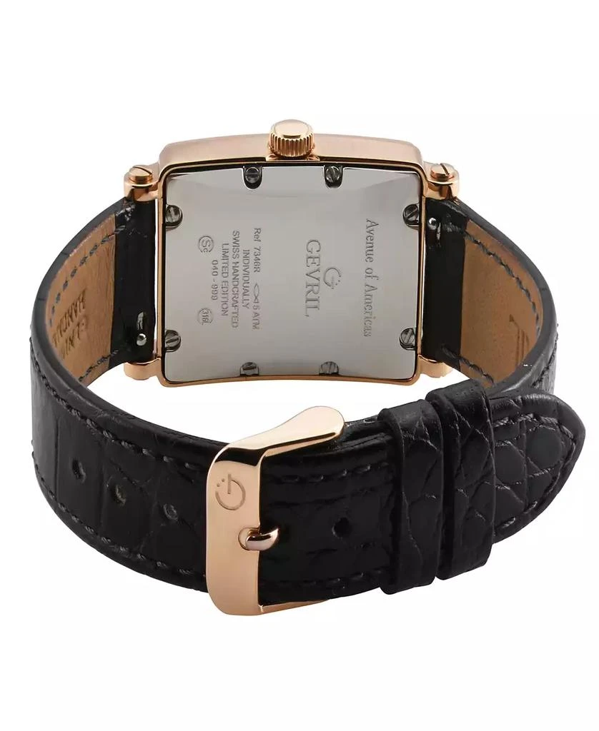 Gevril Women's Avenue of Americas Mini Swiss Quartz Italian Black Leather Strap Watch 32mm 3