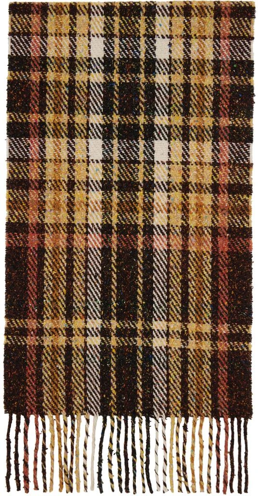 Acne Studios Brown & Orange Plaid Fringe Scarf 2