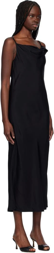 Recto Black Drapery Neckline Slip Midi Dress 2