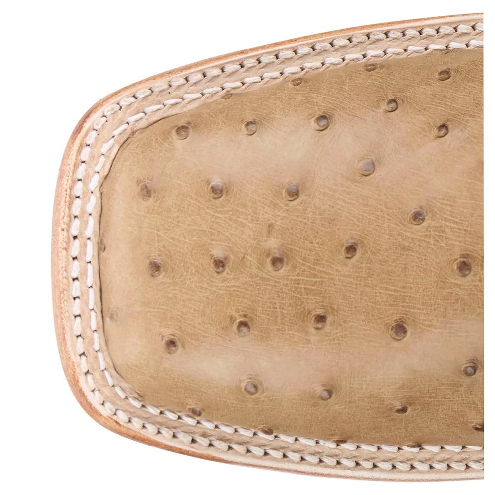 Justin Boots Chisolm Full Quill Ostrich Embroidered Square Toe Pull On Cowboy Boots 4
