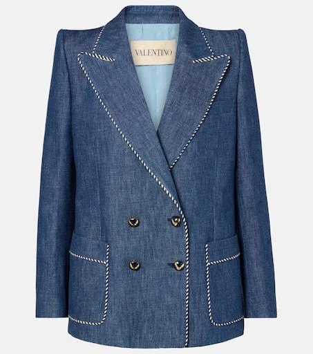 Valentino Double-breasted chambray blazer 1