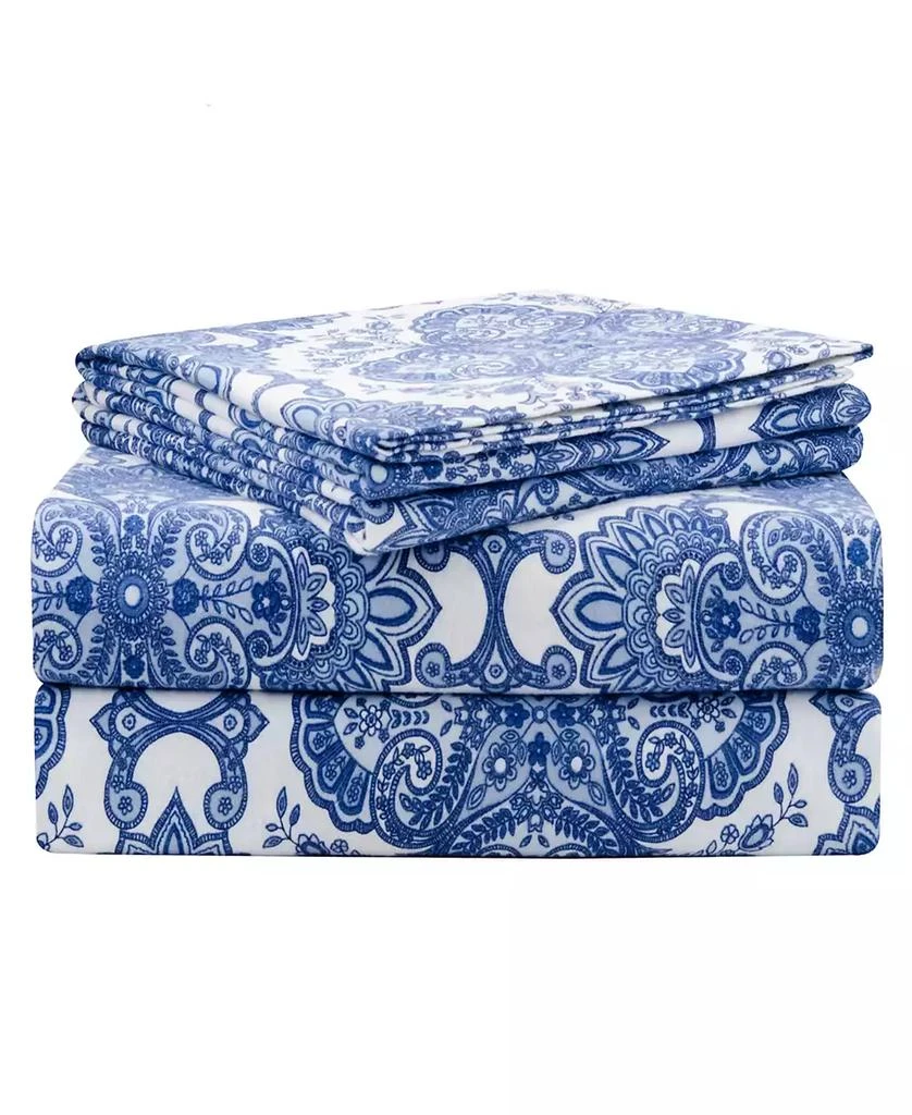 Pointehaven Alpine Blue Luxury Weight Flannel Sheet Set, California King 1