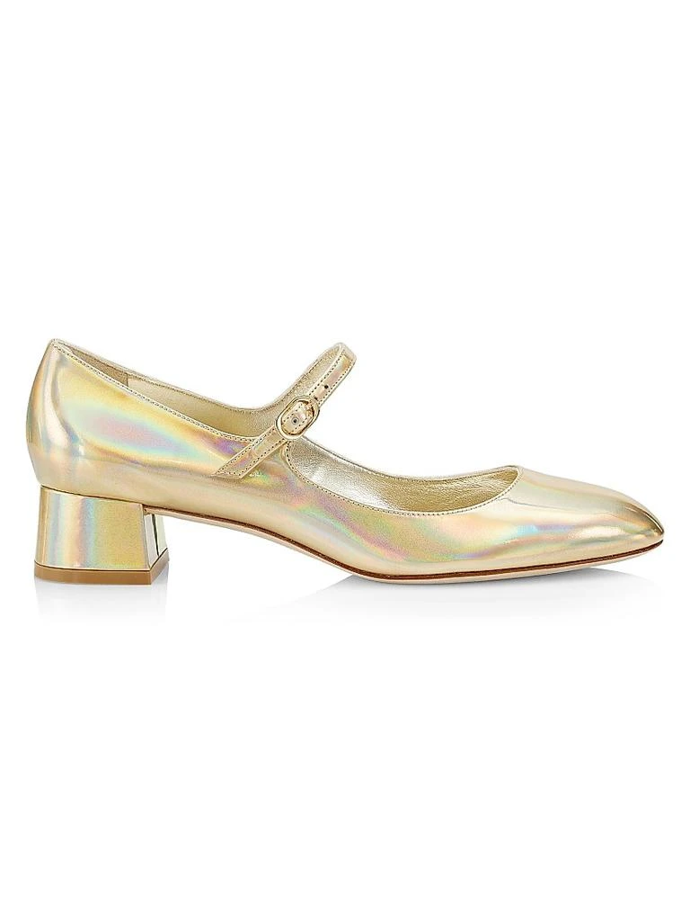 Stuart Weitzman Vivienne 35MM Metallic Leather Mary Jane Pumps 1