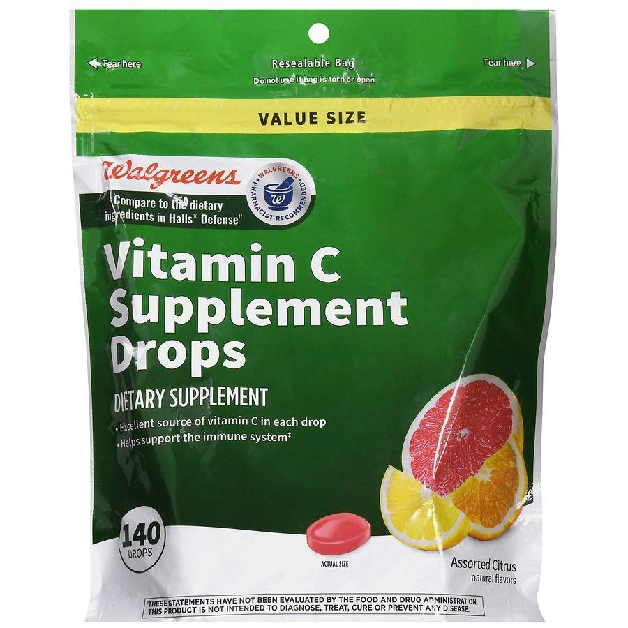 Walgreens Vitamin C Supplement Drops Assorted Citrus 1