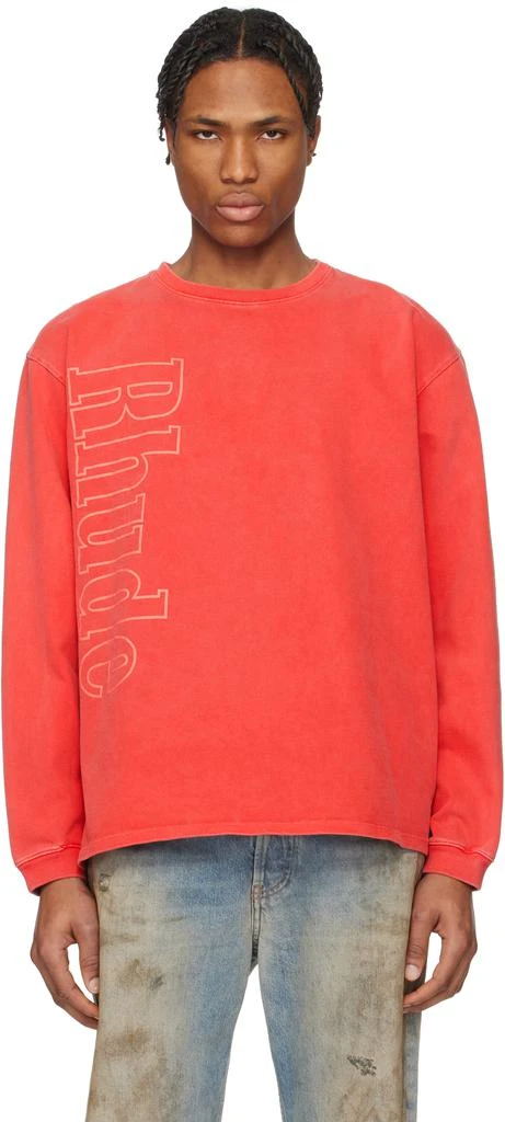 Rhude Red 'Rhude' Side Logo LS T-shirt 1