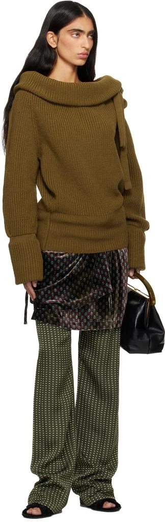 Dries Van Noten Khaki Drawstring Turtleneck 4