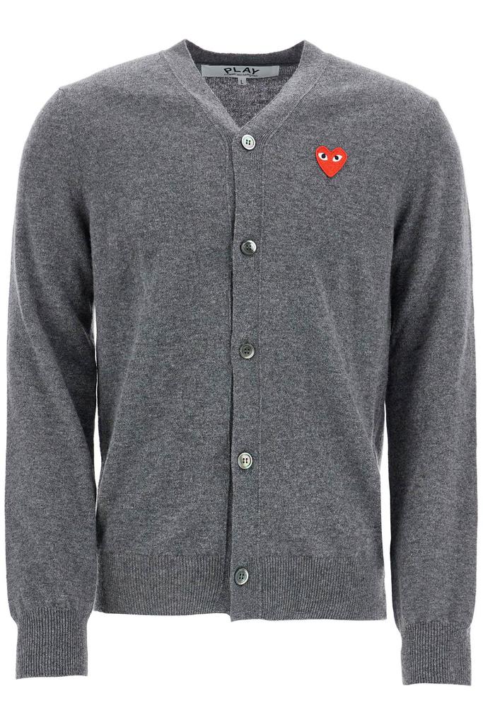 Comme des Garcons cardigan unisex in lana grigio con logo cuore