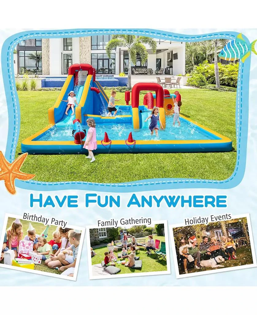 Mecale 9-in-1 Inflatable Double Water Slide Park Giant Bounce House, 735W Blower Included 7