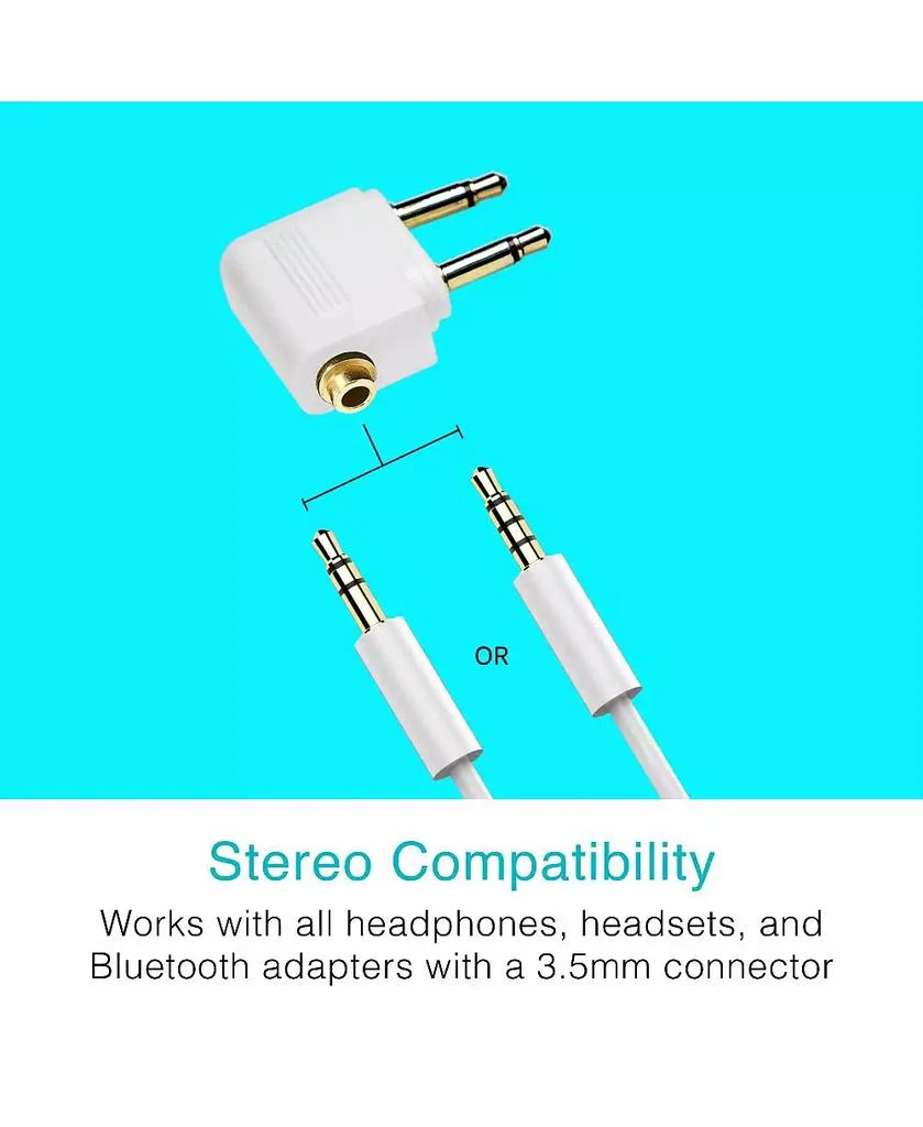 MEE Audio Airplane Headphone Adapter for in-Flight Entertainment Systems - Dual 3.5mm Male to 3.5mm Female 3