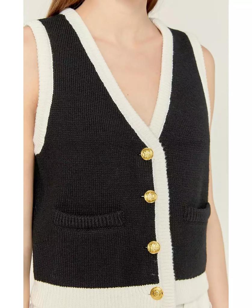 English Factory Women's Black and white knit vest