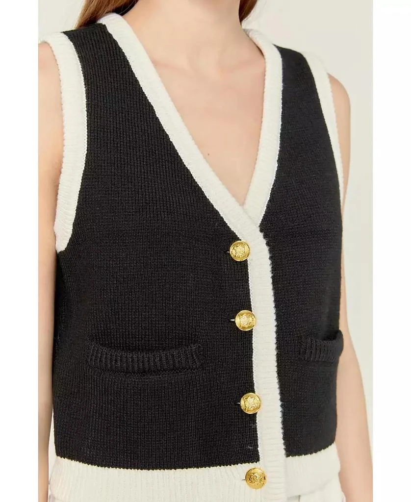 English Factory Women's Black and white knit vest 2