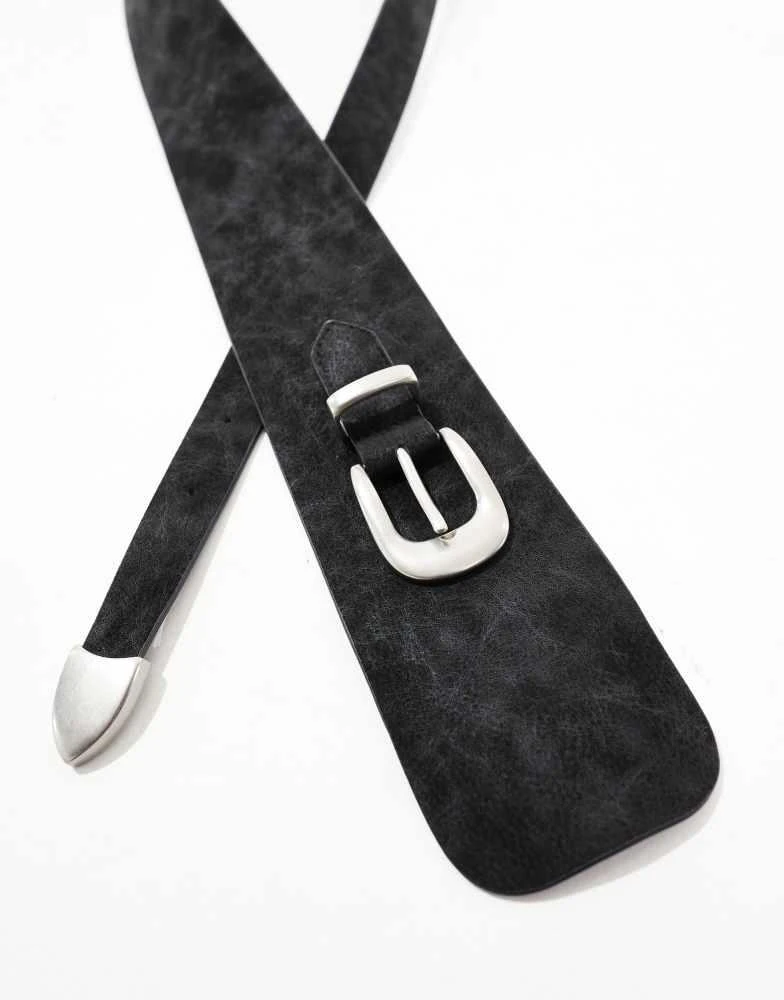Weekday Weekday faux suede western belt in black 2