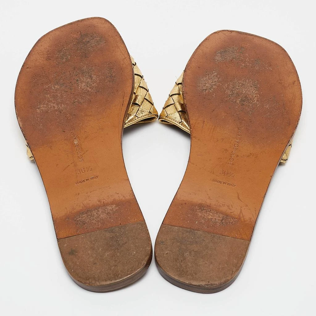 Bottega Veneta Bottega Veneta Gold Leather Intrecciato Flat Slides Size 36.5 6