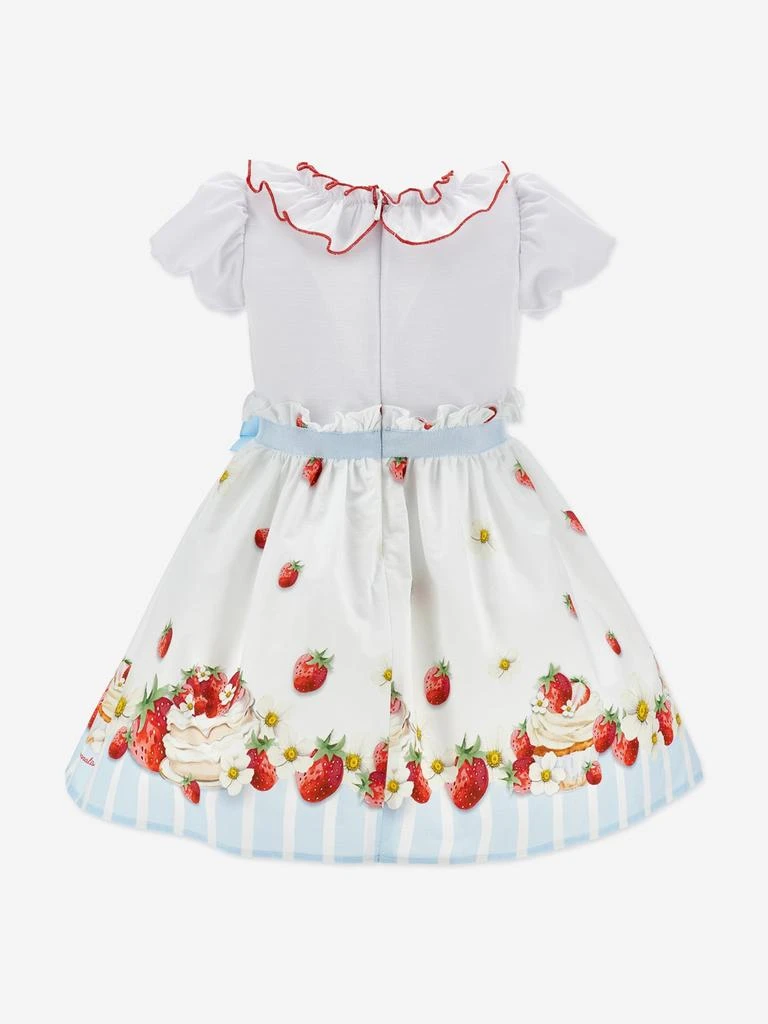 MONNALISA Monnalisa Baby Girls Cotton Strawberries Dress in White 2