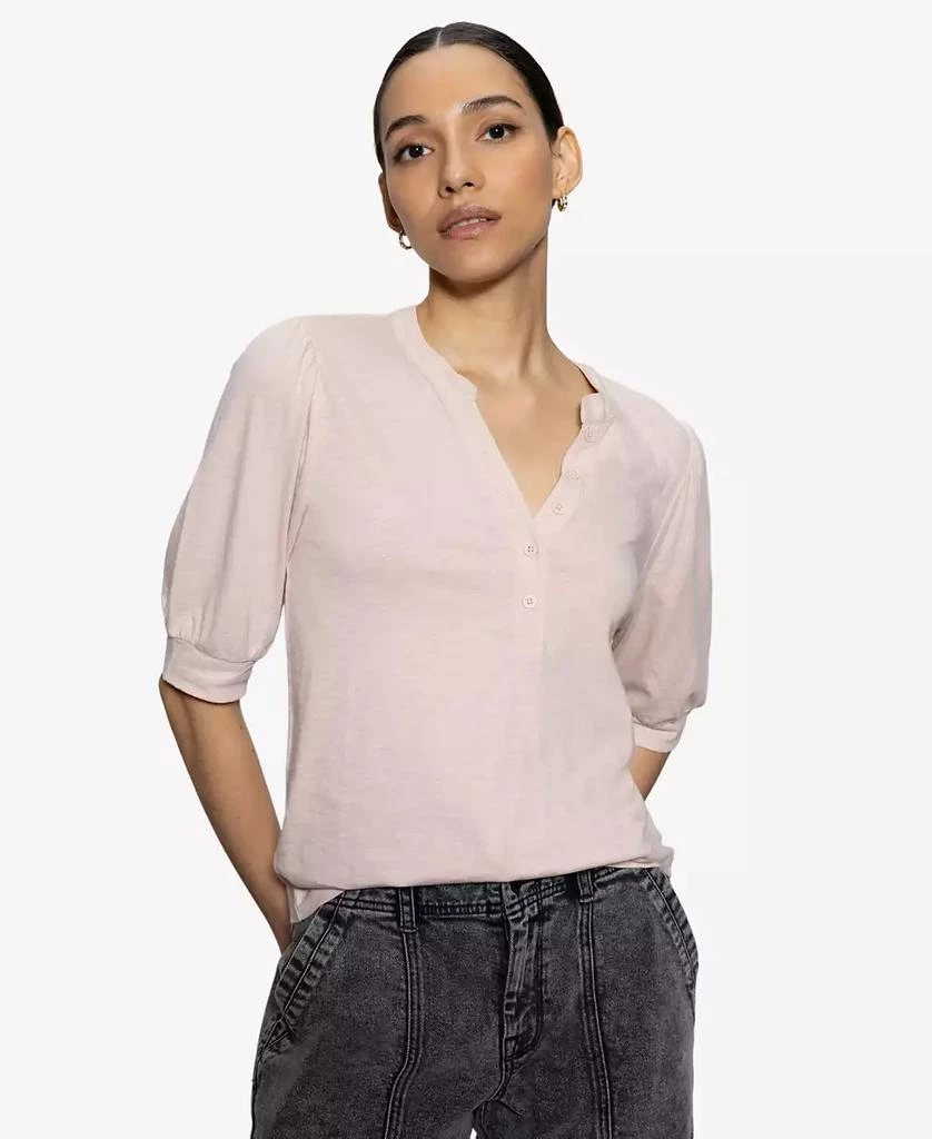 Sanctuary Women's Mixed-Media Button-Front Tee 6
