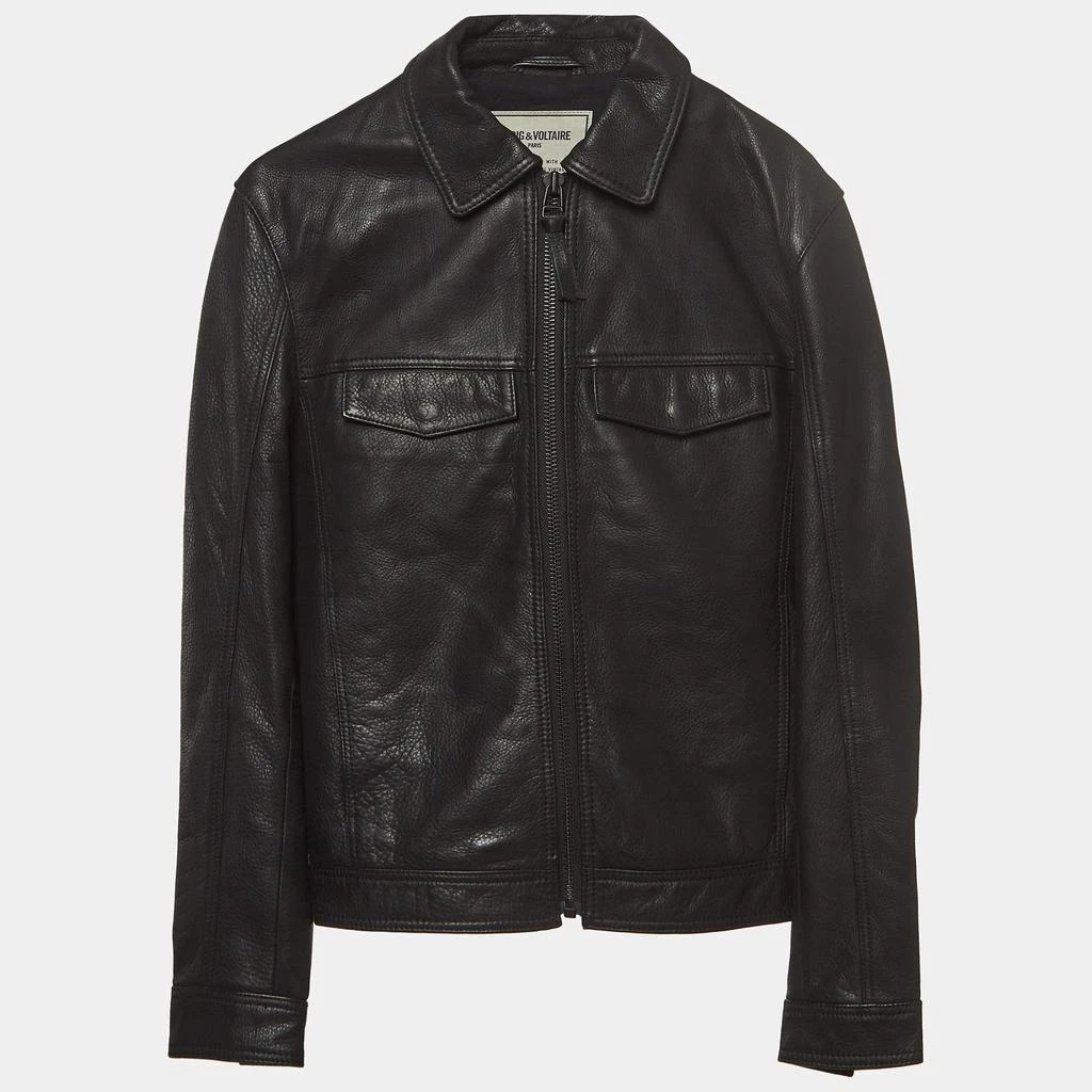 ZADIG & VOLTAIRE Zadig & Voltaire Black Leather Zip Front Jacket XS 1
