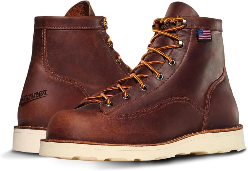 Danner Danner 6” Bull Run Work Boots for Men - Durable, Lightweight Full-Grain Leather with Non Slip Wedge Outsole & 3-Density Cushion Footbed, EH Resistant