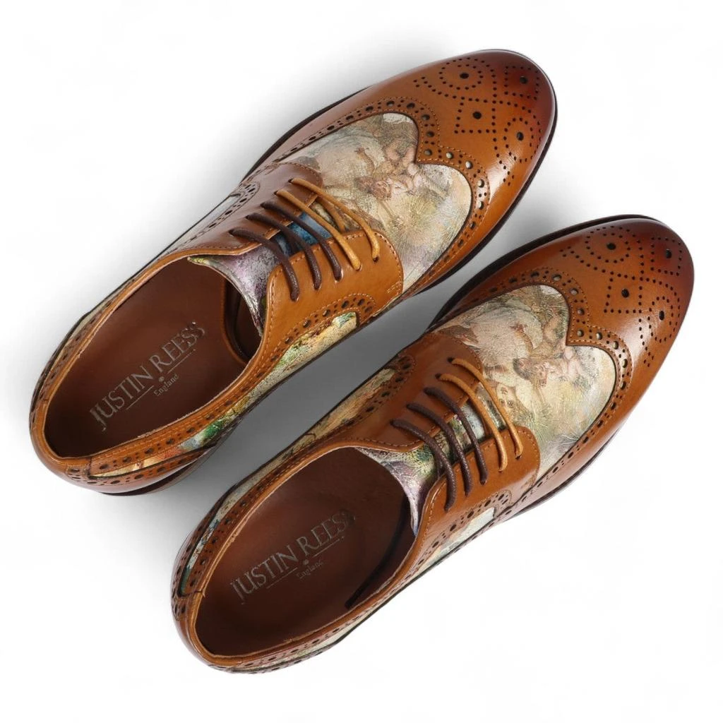 Justin Reess Heren Bruine Leren Iconic Print Brogue Dress Schoenen - Scott 5