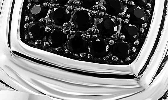 Effy Men's Sterling Silver Pavé Black Spinel Signet Ring - Size 10 4