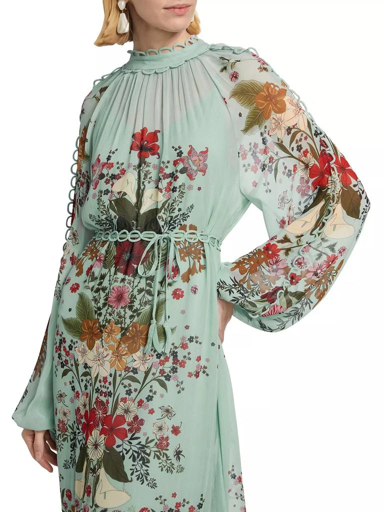 chinese dress ladies Blue Beauty Bouquet Long Sleeve Maxi Dress – FARM Rio main image 0