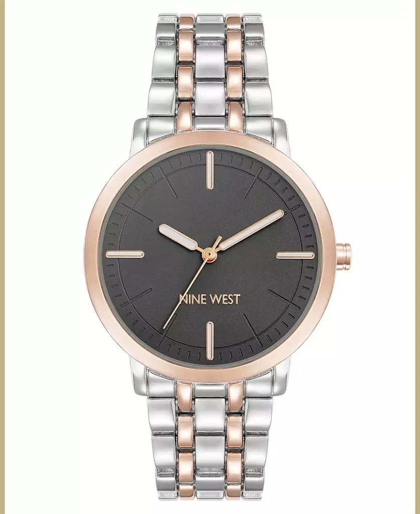 Nine West Women's Quartz Gray and Two-Tone Metal Alloy Bracelet Watch 1