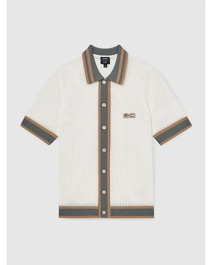 REISS CHE Crusoe Contrast Trim Crochet Short Sleeve Shirt 7