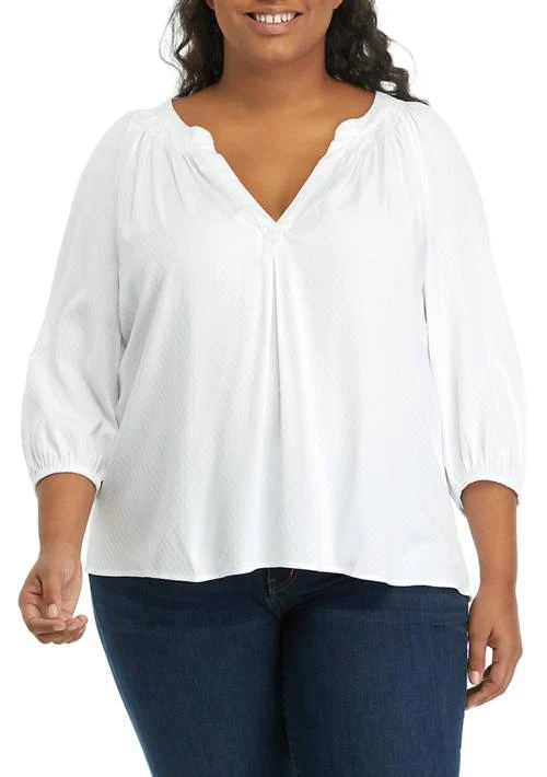 Crown & Ivy™ Ivy Plus Size 3 4 Sleeve Peasant Top 1