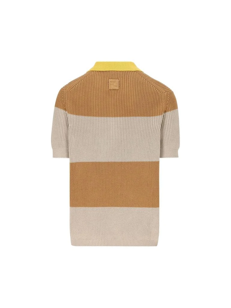 Fendi Fendi Crest Embroidered Striped Knitted Polo Shirt 2