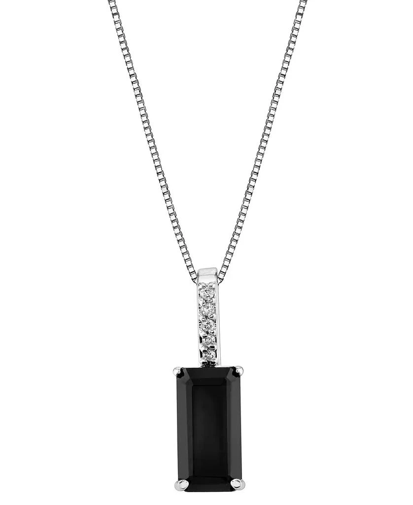 Macy's Onyx Emerald-Cut & Diamond Accent 18" Pendant Necklace in Sterling Silver 1