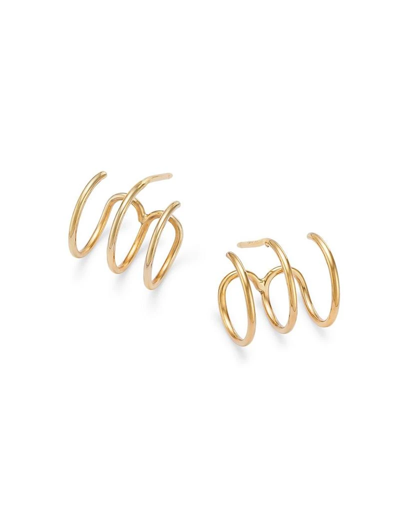Moon & Meadow 14K Yellow Gold Triple Wire Cuff Earrings 3