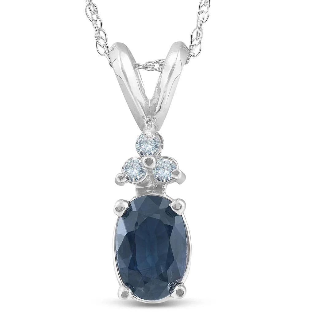 Pompeii3 1/2ct Blue Sapphire Oval Shape 
Diamond Pendant 14K White Gold