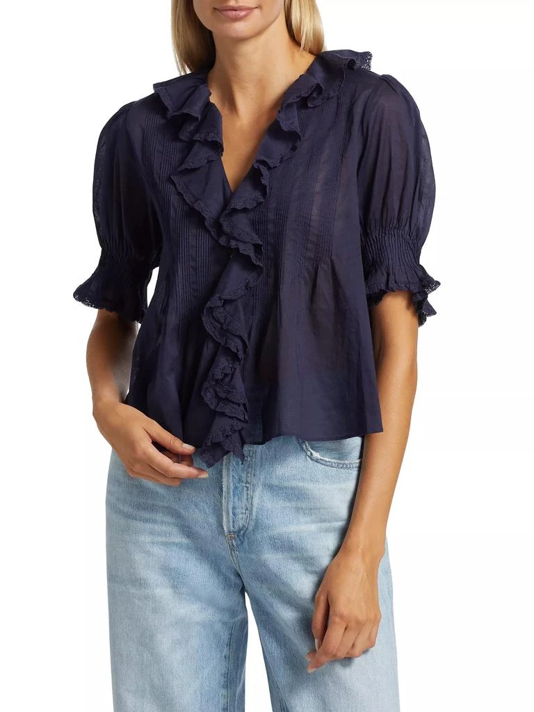 DÔEN Henri Ruffled Cotton Short-Sleeve Blouse 3