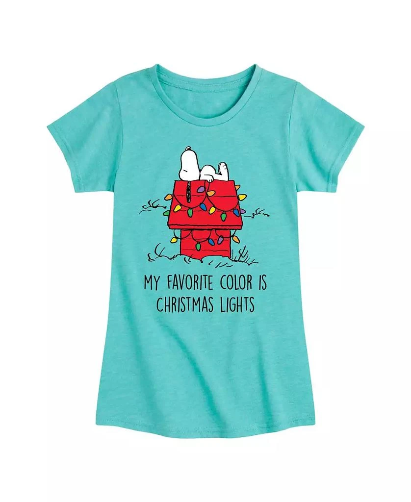 Peanuts Big Girls Snoopy Christmas House Graphic Short Sleeve Tee 1