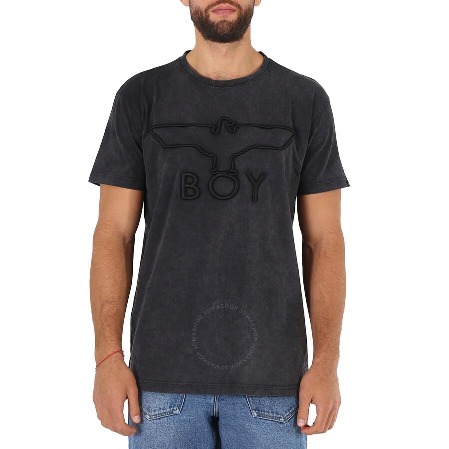 BOY LONDON Washed Black Boy 3D Embbroidered Cotton T-shirt