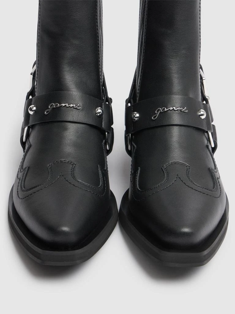 Ganni 40mm Fitted Recycled Leather Ankle Boots 3