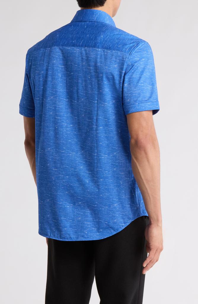BUGATCHI Miles OoohCotton® Solid Short Sleeve Button-Up Shirt