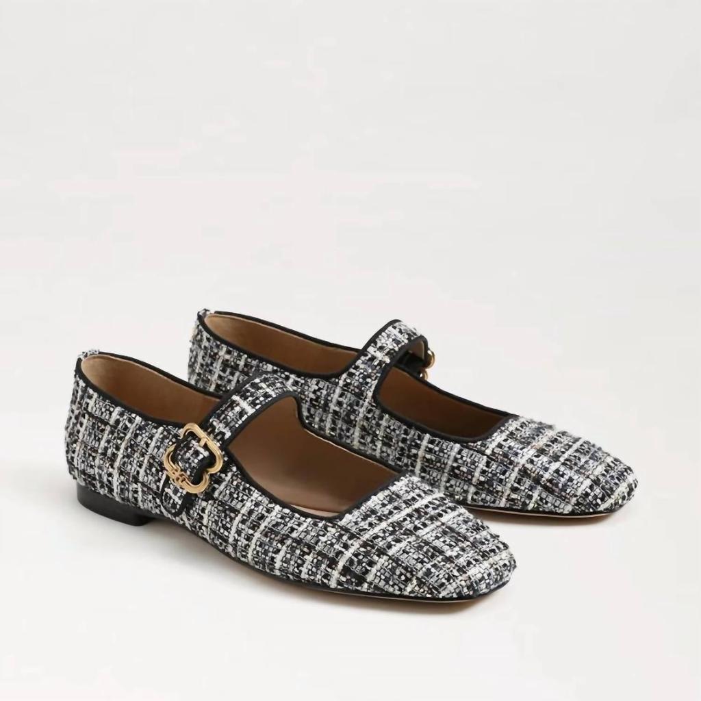 Sam Edelman Women's Michaela Mary Jane Flat In Black Multi Boucle