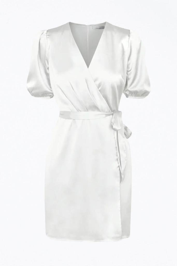 Adelyn Rae GLICE WRAP-EFFECT BELTED SATEEN MINI DRESS