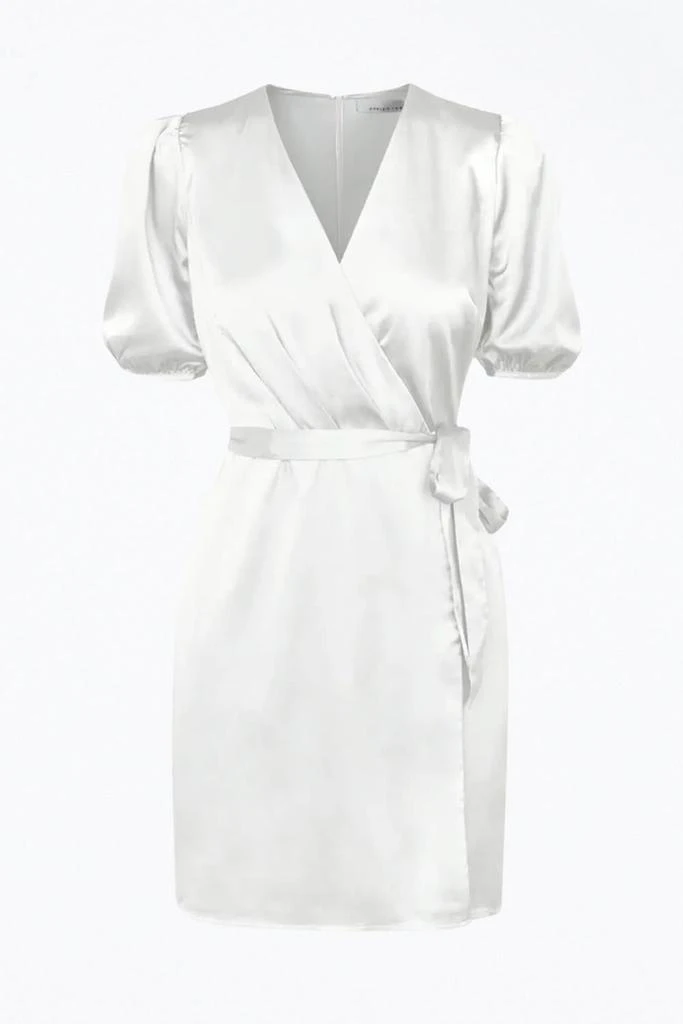Adelyn Rae GLICE WRAP-EFFECT BELTED SATEEN MINI DRESS 1