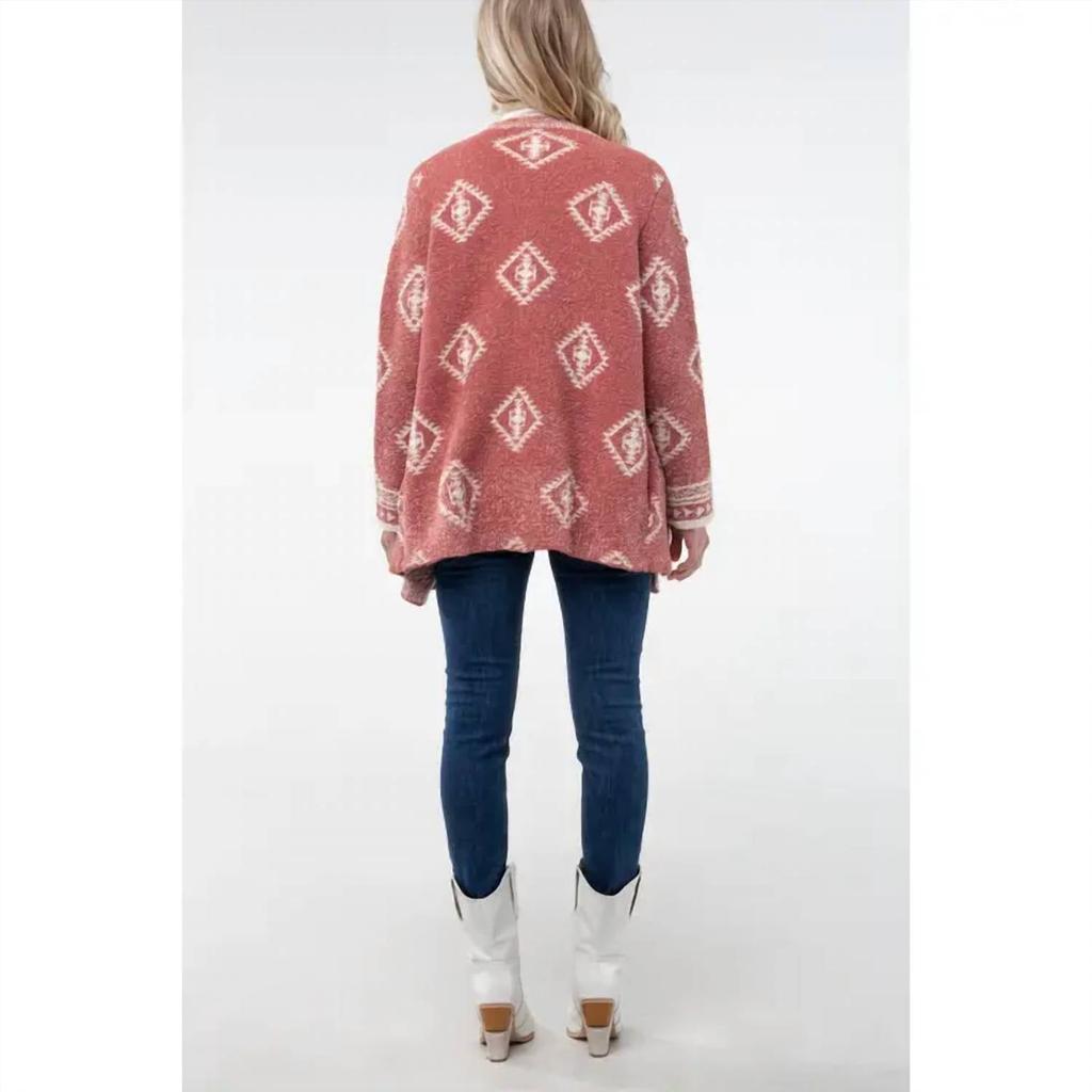 Miss Me Miss Me - OPEN FRONT AZTEC TERRY CLOTH CARDIGAN