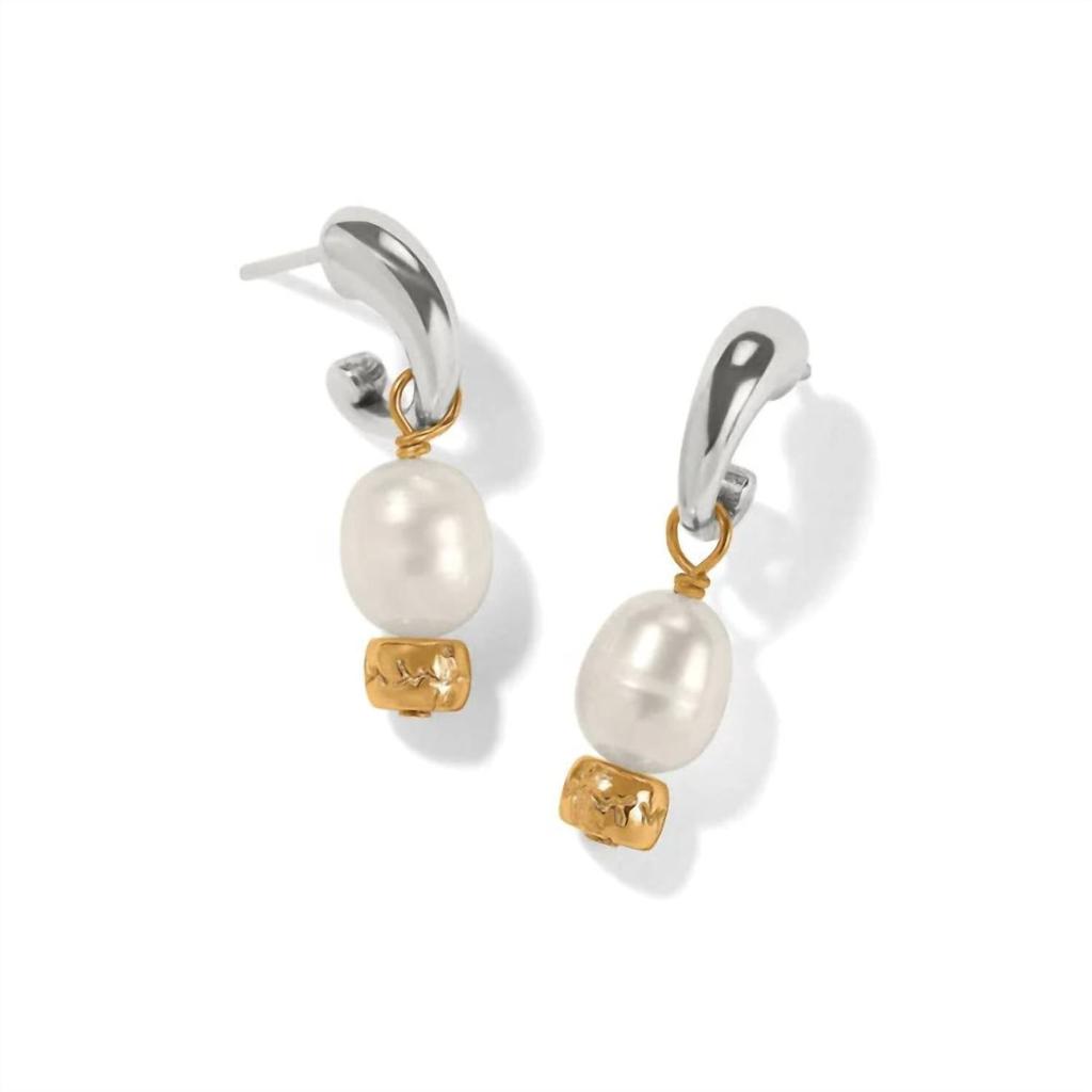 Brighton Women's Meridian Petite Pearl Two Tone Earrings In Silver-Pearl