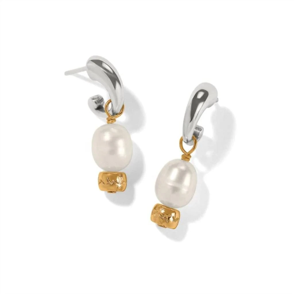 Brighton Women's Meridian Petite Pearl Two Tone Earrings In Silver-Pearl 1